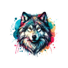 Wolf Head in watercolor style
