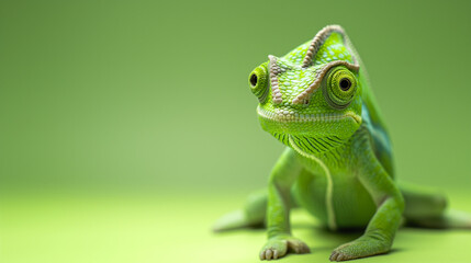 Obraz premium Chameleon posing on light green color background. Generative ai. C002