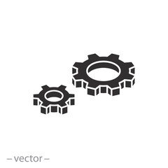 cog wheel icon, isometric gears, engine circle, flat web symbol on white background - vector illustration 