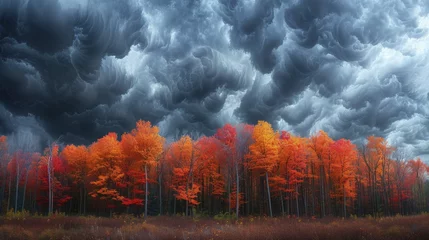 Fotobehang Stormy Clouds and Colorful Canopies, The Drama of Autumn Skies. © Manyapha