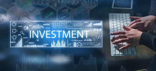 Concept of Investment with a graphs and charts. Business. Finance