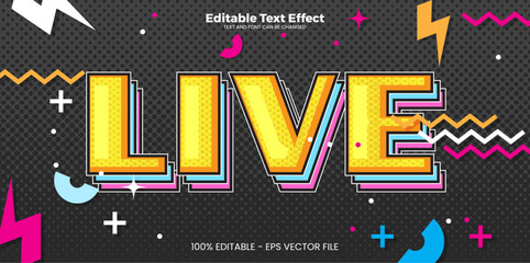 Live Editable text effect in memphis trend style