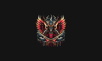 Fototapeta premium samurai flying on hell lightning vector artwork design