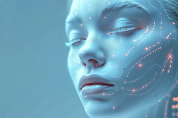 Futuristic AI Facial Recognition Technology Concept