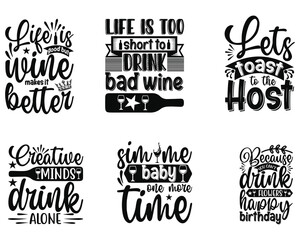 Wine T-shirt And SVG Design Bundle, Wine SVG Quotes Design t shirt Bundle, Vector EPS Editable Files , can you download this Design Bundle