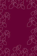 Vector illustration. Vertical background, copy space for text. Hand drawn floral print. Template for postcard, wedding and party invitation, flyer, cover, brochure, social media post, poster, banner.