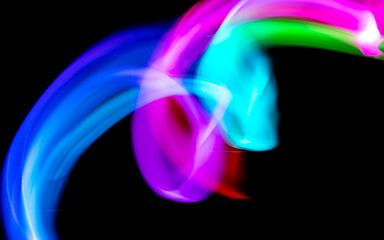 Abstract colorful irregular lines background. Long exposure. Light painting photography.