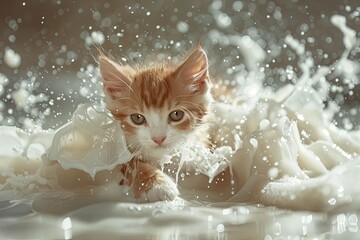 cat kitten in white milk - 780639390