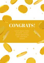 Golden coins falling flyer template