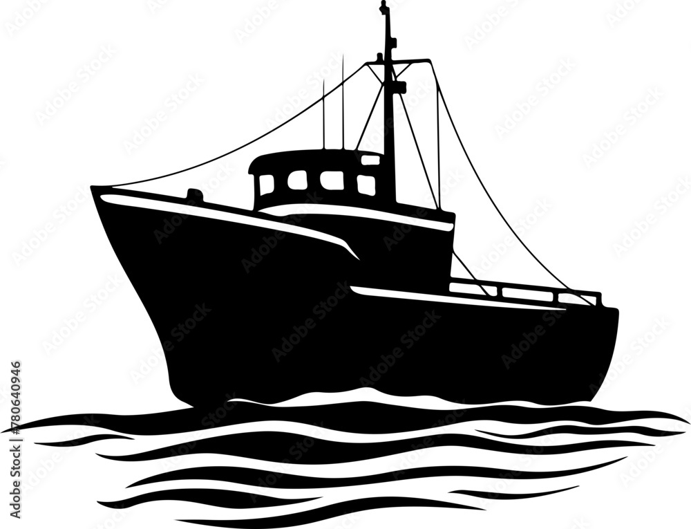 Wall mural silhouette of a boat