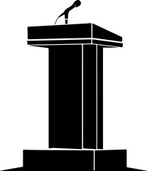 Graphic icon representing a podium with a microphone, perfect for speeches, events, and presentations - obrazy, fototapety, plakaty