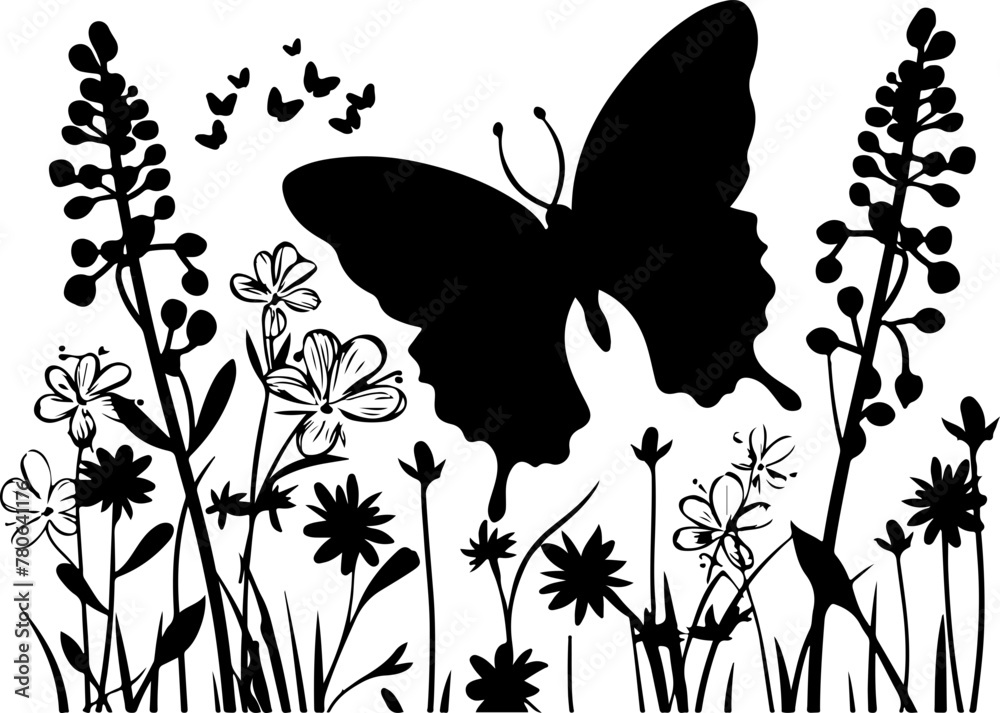 Poster Butterfly Garden, simple silhouette