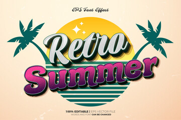 Retro Summer Vintage Editable text Effect Style