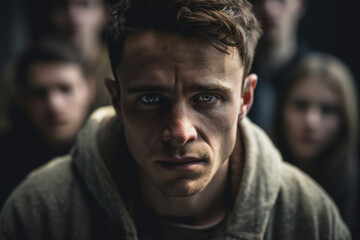 Fototapeta premium AI generated photo of man suffering from depression and mental health crisis