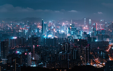 China's bustling city night scenery,created with Generative AI tecnology.