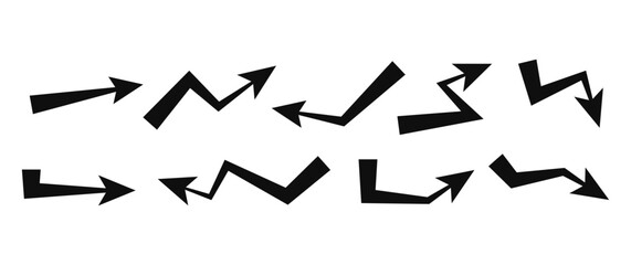 Set of zig zag arrows pointer direction doodle collection flat illustration vector