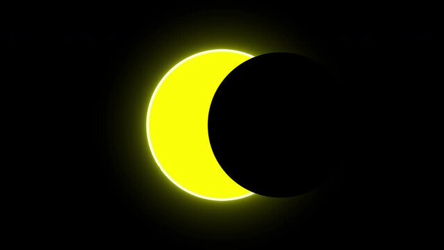 Annular Solas Eclipse Animation. Ring Eclipse. Sun earth moon in one line. 3D render