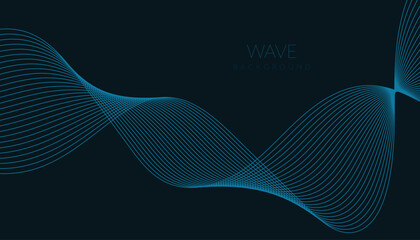 Abstract vector background with blue wavy lines. Blue wave background. Blue lines vector illustration. Curved wave. Abstract wave element for design.
