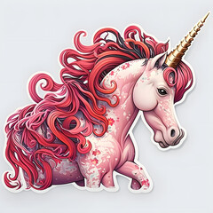 cartoon sticker unicorn, isolated on white background. Created using generative AI tools - 780642113