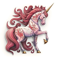 cartoon sticker unicorn, isolated on white background. Created using generative AI tools - 780642121
