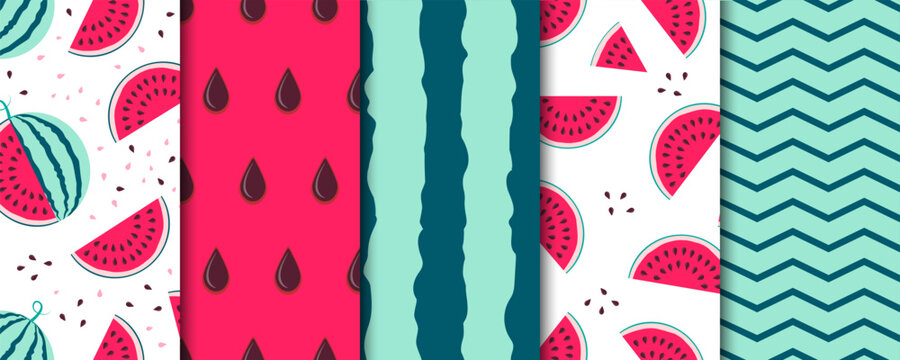 Juicy watermelon summer seamless pattern collection