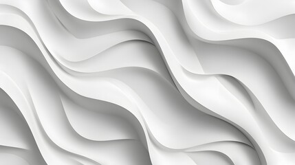Elegant Minimalist 3D Wave Pattern in Pristine White with Dynamic Shadows for Modern Architectural Surfaces and Interior Decor