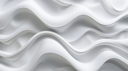 Elegant and Serene 3D Rendered Abstract Wall Art with Flowing White Waves