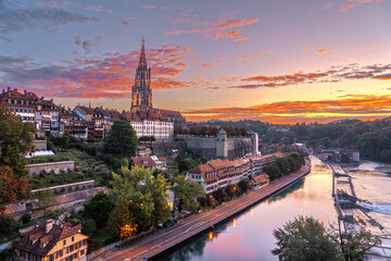 Bern, Switzerland at Dawn on the Aare River