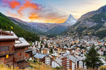 Zermatt, Switzerland Alpine Village with the Matterhorn - 780643557