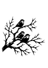 Birds SVG, Birds on branches svg, Bird silhouette, Birds and branches, Flock of birds SVG, Birds silhouette SVG, Bird silhouette in tree