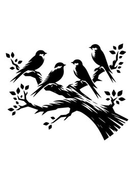 Birds on Branches SVG, Birds Svg, Bird on Tree Svg, Flock of Birds Svg, Tree Branch Svg, Branch Silhouette, Cut Files, Cricut, Png, Svg