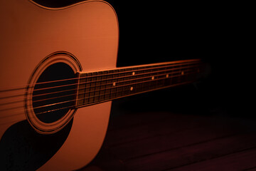 Close up of Acoustic guitar.Music background