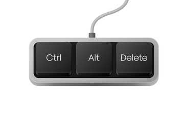 Ctrl Alt Delete button combination. Computer Keyboard. Word on pc computer keyboard. Vector illustration.