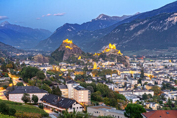 Sion, Switzerland in the Canton of Valais - obrazy, fototapety, plakaty