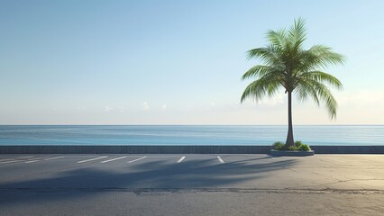 Parking near the sea with beautiful sky and coconut tree on the side.