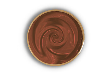 Milk chocolate cream in a ceramic cup or bowl on white background