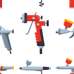 Airbrush spray guns vector cartoon seamless pattern.