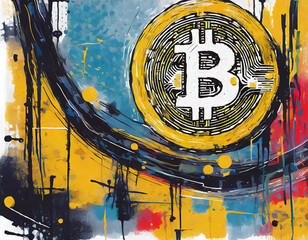 Abstract painting with bitcoin