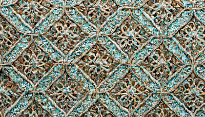 Close-up of printed contemporary wallpaper texture, lattice silk or trellis silk design. Seamless pattern.