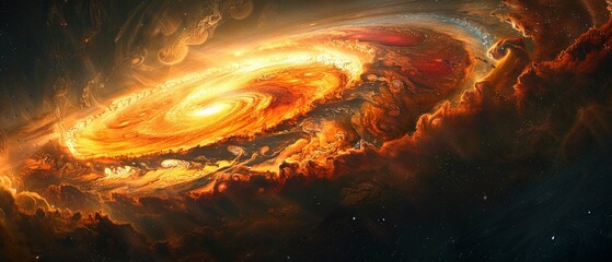A gas giant with swirling bands of colorful clouds and a giant storm known as the Great Red Spot ,super realistic,soft shadown - obrazy, fototapety, plakaty