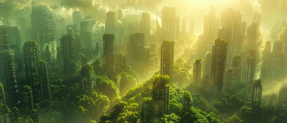 Imagine a futuristic ecofriendly cityscape rendered in a threedimensional format ,super realistic,soft shadown