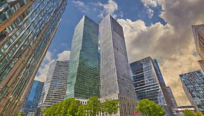 Fototapeta na wymiar Financial district with modern skyscraper buildings