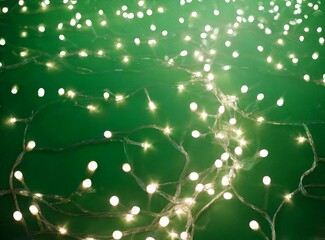 Green background with light garlands