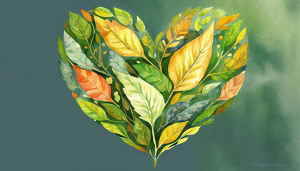 Heart Made of Leaves Painting