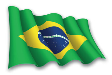 Realistic waving flag of Brazil
