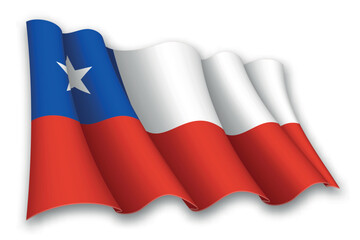 Realistic waving flag of Chile