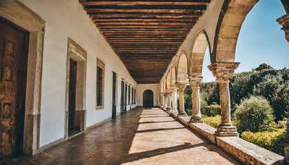 Obraz premium Old interior hallway of a Spanish estate.