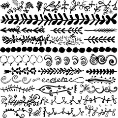 Whimsical Vectors for Design:Hand-Drawn Doodles of Dividers,Laurels,Arrows,and Swirls Crafted for Flair