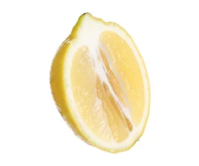 Deurstickers Half of fresh lemon isolated on white © New Africa