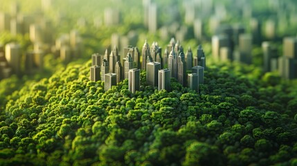 A 3D illustration of Earth showing a green cityscape, set apart and highlighting environmentally